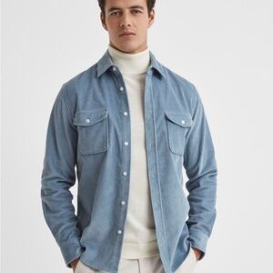 Blue Corduroy Button-Up Shirt